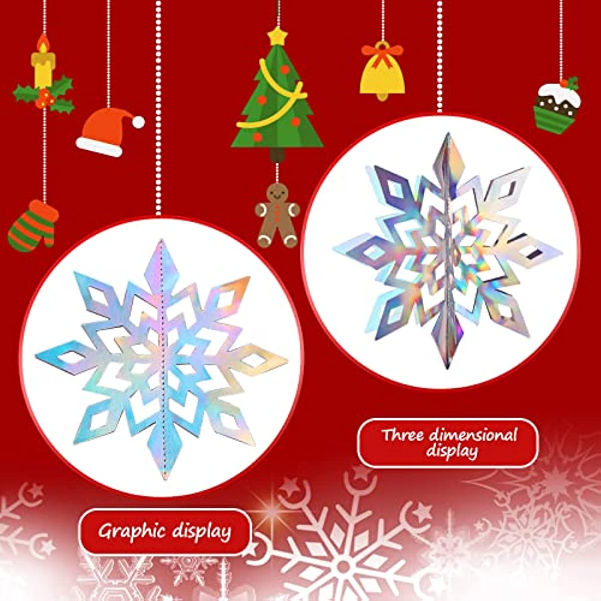 18 PCS Christmas Hanging Snowflakes Decorations 3D Winter Holographic  Snowflakes Rainbow Snow Flakes Garland for Winter Wonderland Decorations  Frozen New Year Birthday Party 