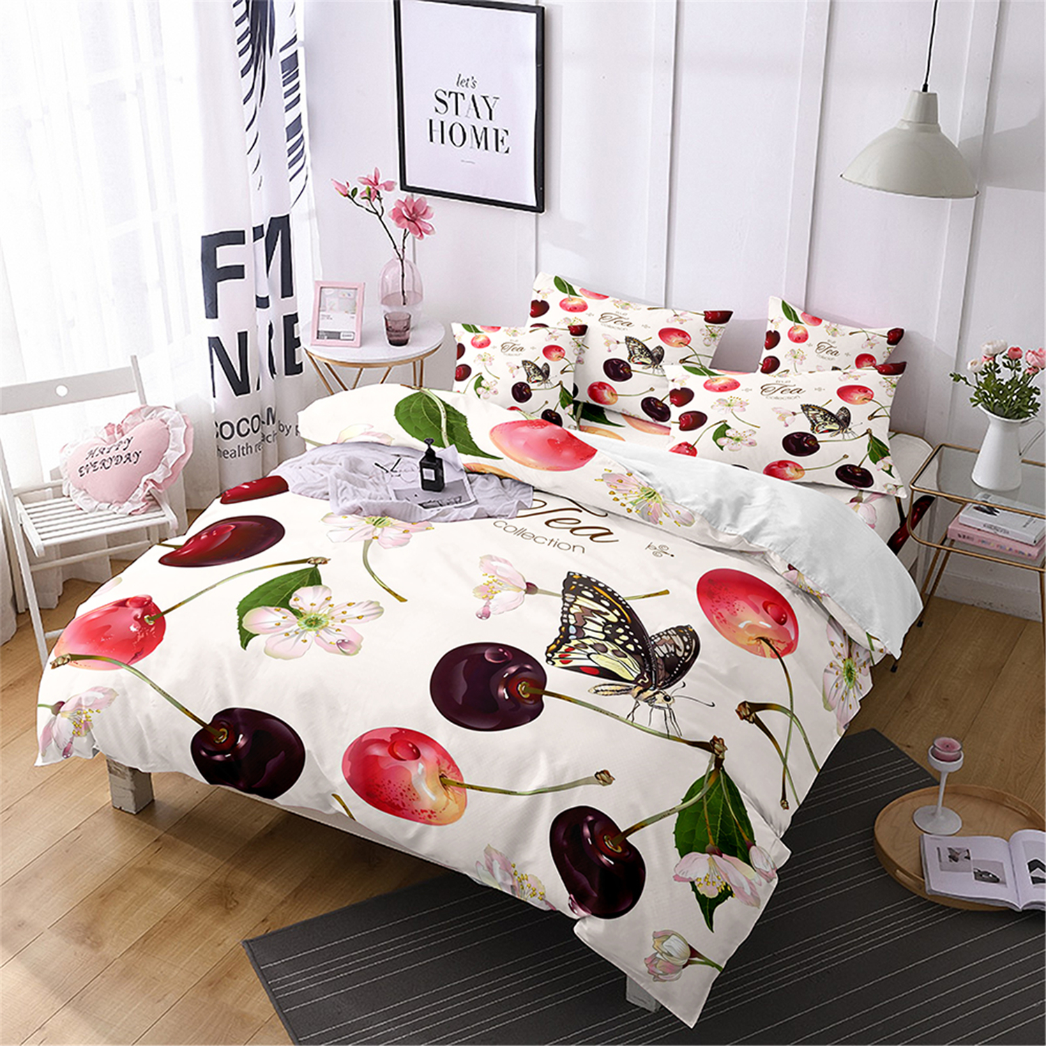 3pcs Duvet Cover Set Butterfly Print Bedding Set Duvet Cover For