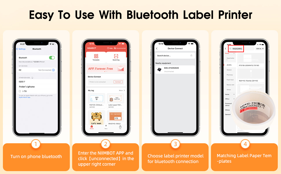 NIIMBOT Label Maker Machine, B3S Thermal Label Maker, Upgrade 3Inch Thermal  Label Printer, Portable Label Maker With 1Pack 70x40mm Label, Bluetooth