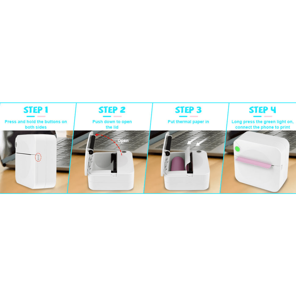 pocket mini printer portable wireless bt thermal photo for ios android mobile phone inkless printing gift study notes label receipt details 1