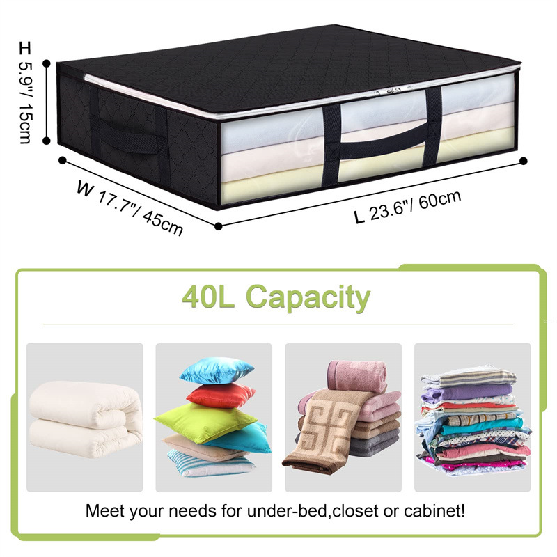 2Pcs Under Bed Storage Bags 40L Underbed Storage Containers with