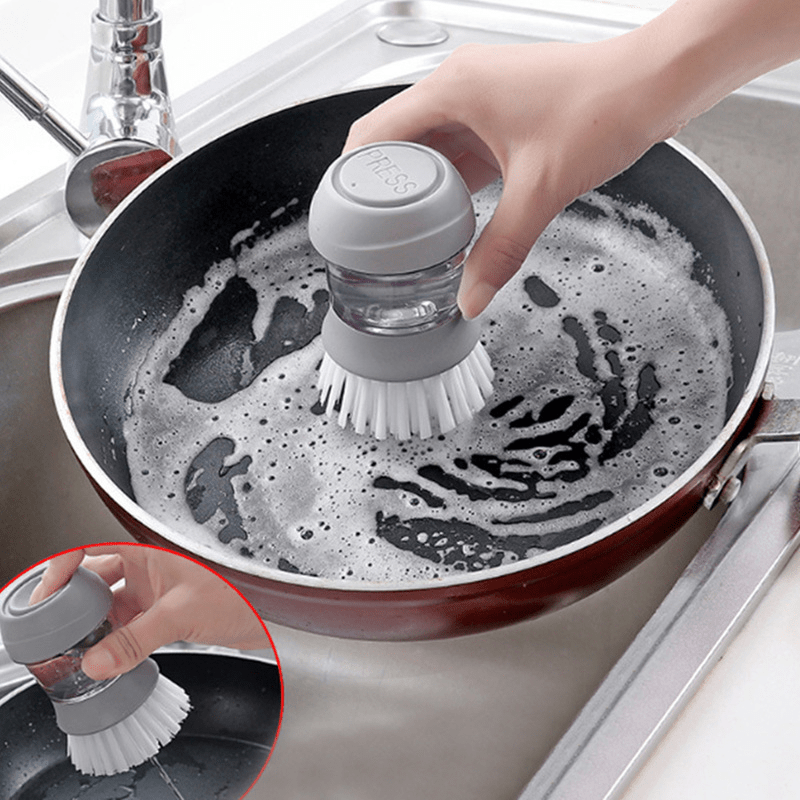 Kitchen Soap Dispensing Palm Brush Cleaning Brushes Dish Washing