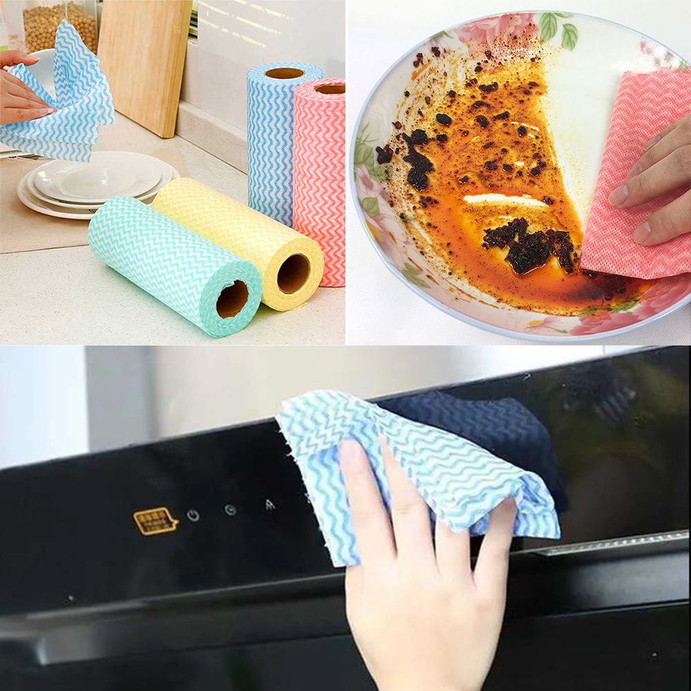 🔥🔥🔥Disposable reusable kitchen rolls kitchen cloth rolls cleaning rags  scouring pads dish towels at 750/= Pink Blue Green Available