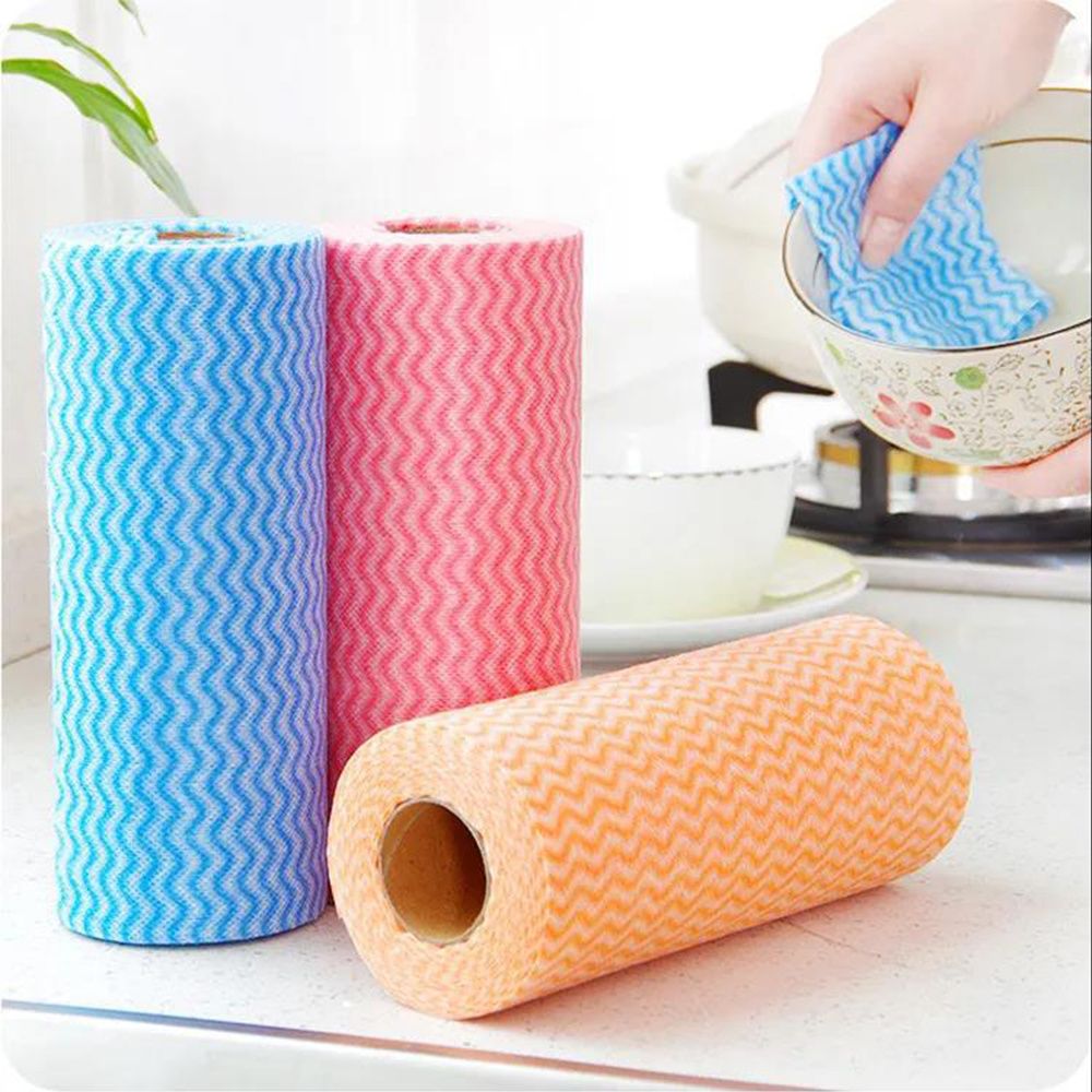 3 Rolls Disposable Dish Cloths Quick-Dry Reusable Kitchen Cloth Disposable  Non-stick Oil Non-woven Fabric Duster Convenient Cleaning Cloth?A? 