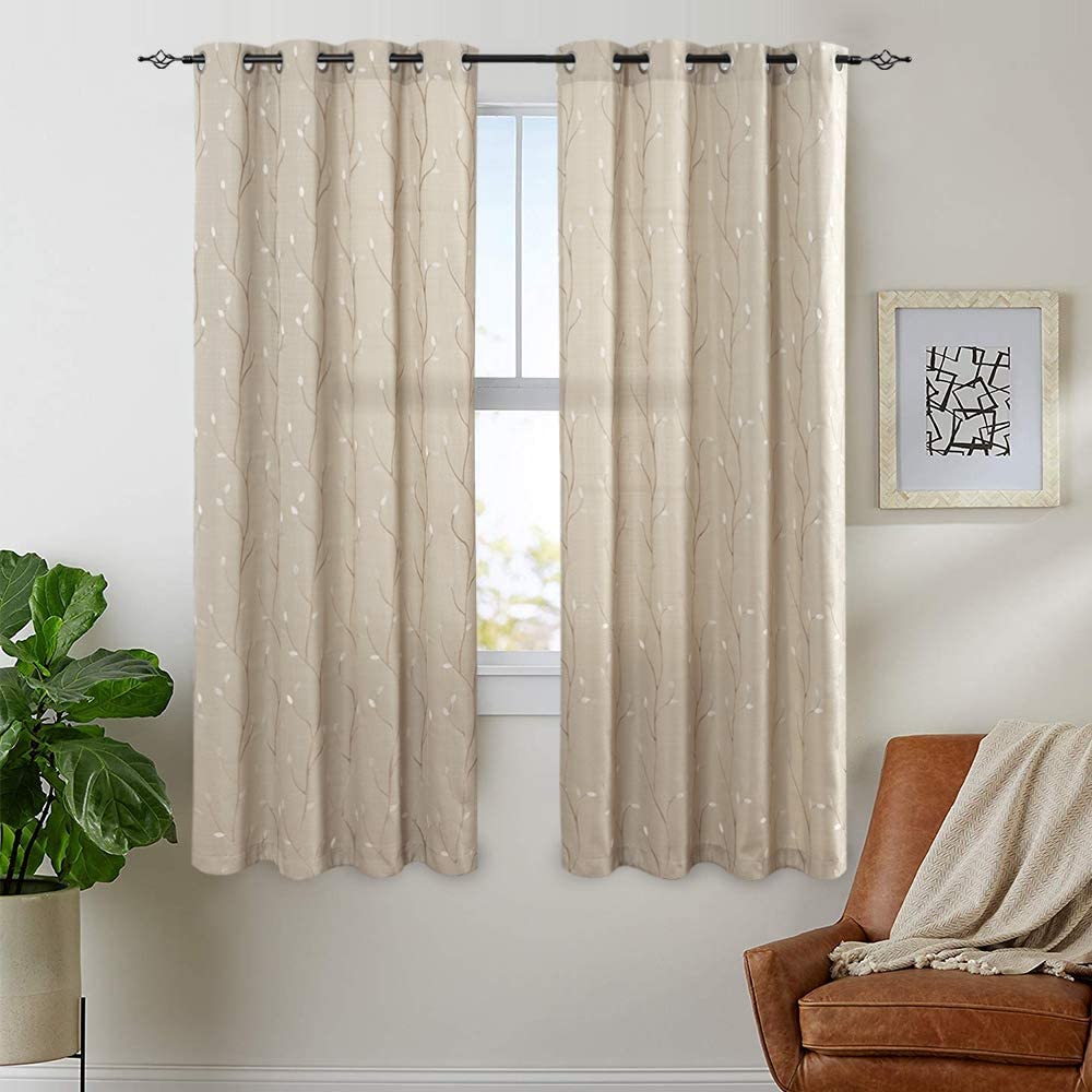 Cortinas bordadas de lujo para ventanas de sala de estar, cortinas
