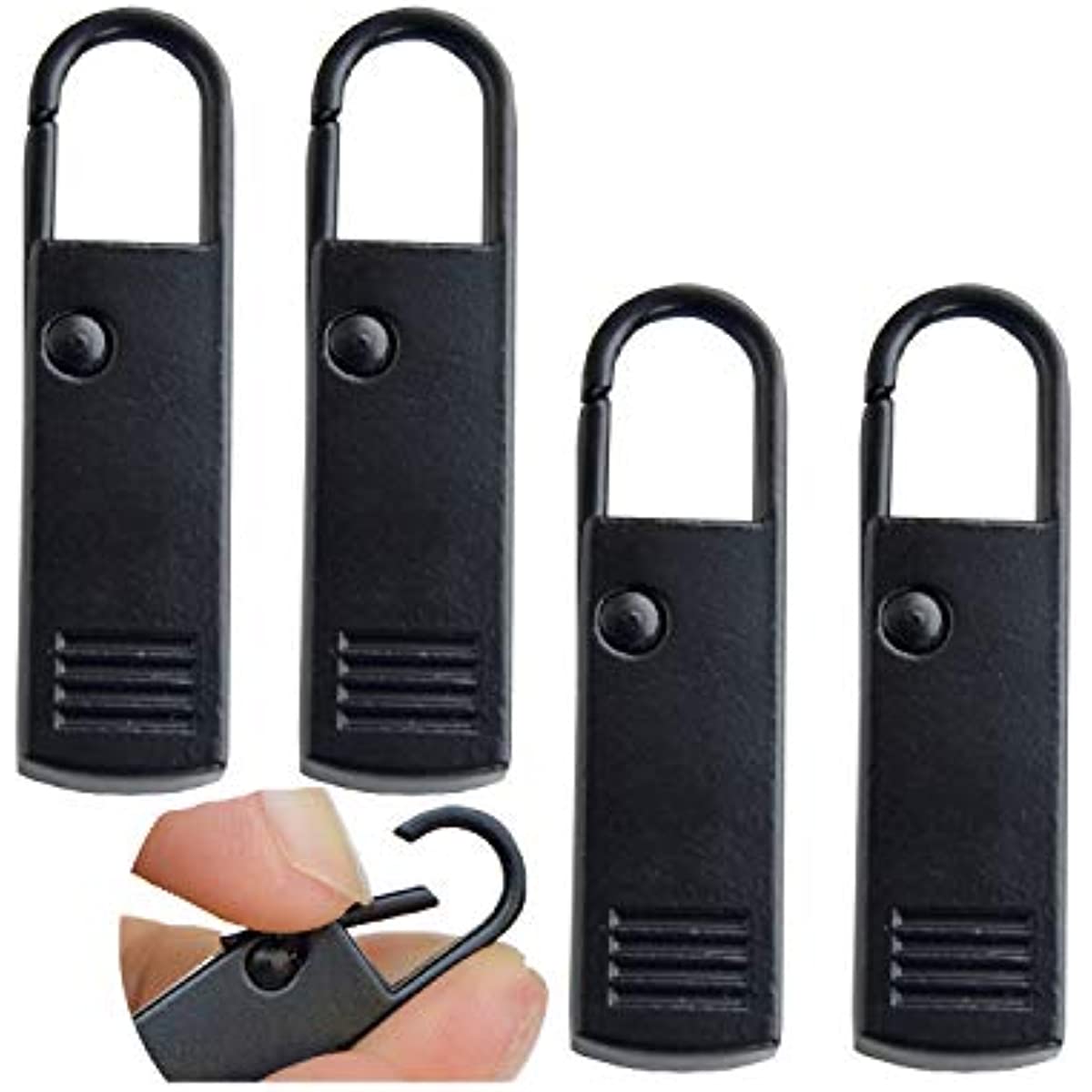 Zipper Pull Replacement,Metal Zipper Handle Mend Fixer Zipper Tab Repair  for Luggage Suitcase Bag,Backpack,Jacket Bags,Coat Boots (Black)
