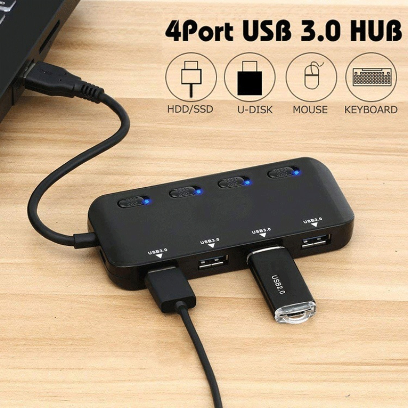 4-port Type-c 3.0 Hub With Individual Led Power Switches Portable Data Hub  Compatible Transfer Splitter, Don't Miss These Great Deals