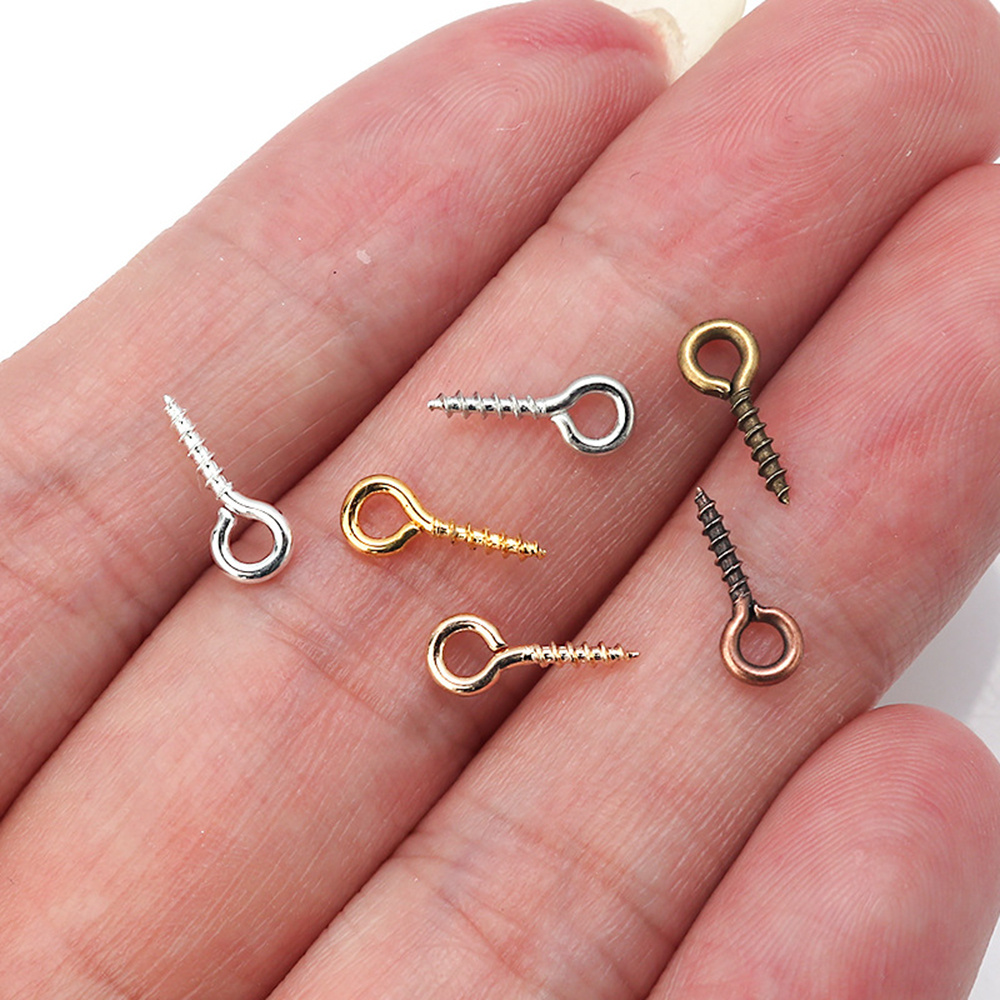 200pcs Small Tiny Mini Eye Pins Eyepins Hooks Eyelets Screw Threaded Iron  Screw Clasps Hooks Jewelry Findings For Making DIY