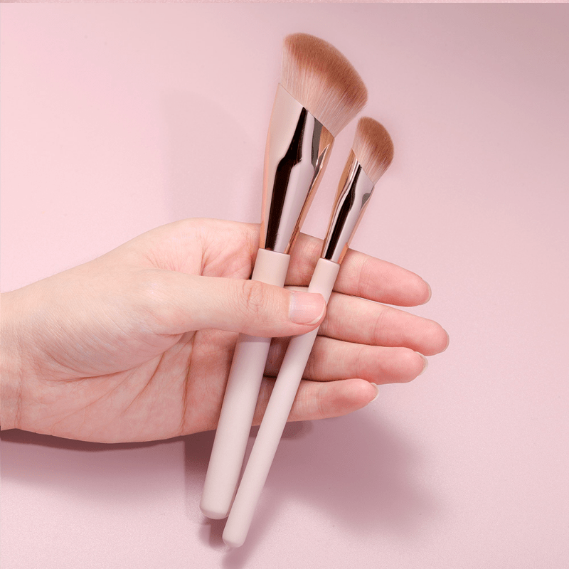 

2pcs Slanted Foundation Brush Professional Concealer Blush Blending Face Contour Makeup Brush Ideal For Makeup Starters Artists