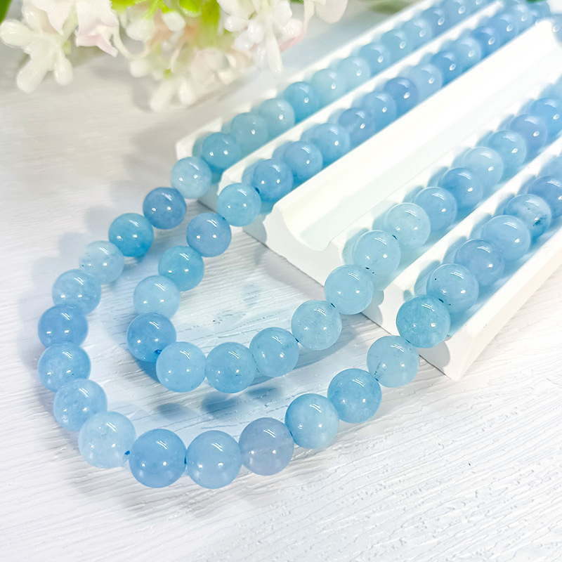 Natural Stone Beads Aquamarines Chalcedony Round Loose Beads For Jewelry  Making Bracelets Necklace Diy Accessories 4 6 8mm 15 - Beads - AliExpress