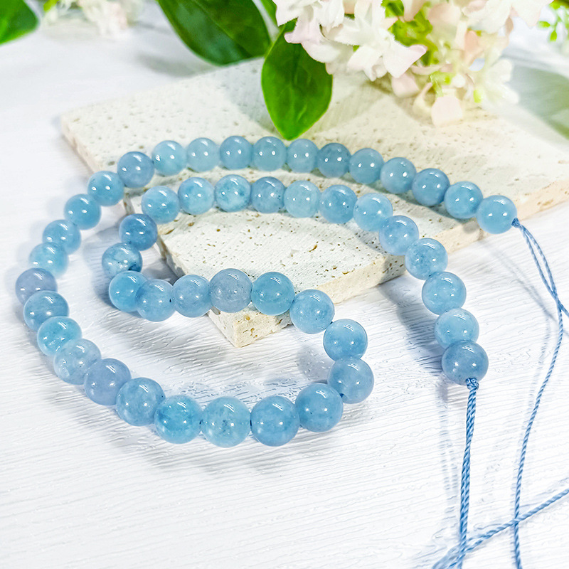 Natural Stone Aquamarine American Turquoise Round Loose Beads for Jewelry  Making Handmade Diy Necklace 4 6 8 mm 15'' Wholesale