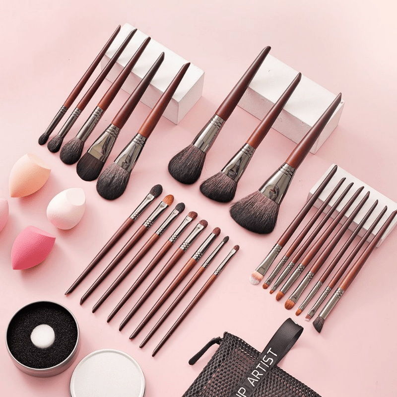 24 Pcs Hot Pink Makeup Brushes Set, Professional Brush Kit for Powder  Foundation, Eyeshadow, Eyeliner, Lip, with Cosmetic Pouch Bag
