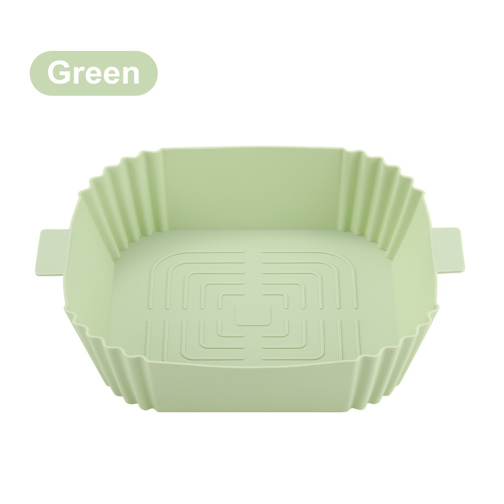 Reusable Silicone Square Bowl,Oven Insert Silicone Bowl,Replacement of Parchment Paper Liners,Non Stick Basket for Baking Cooking Green