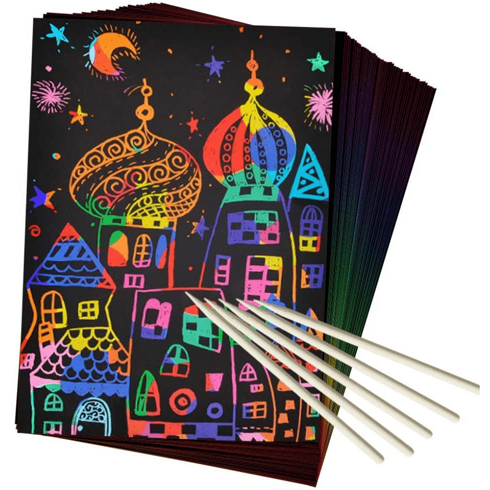 Rainbow Scratch Art Magic Paper Set For Girls&boys, Coloring