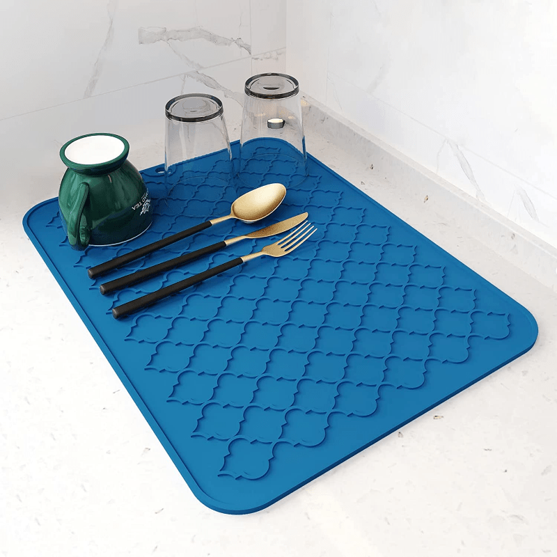 Silicone Dish Drying Mat, Kitchen Countertop Drying Mat, Heat Resistant Mat,  Easy To Clean Drain Mat, Kitchen Counter Non-slip Dish Drain Mat - Temu