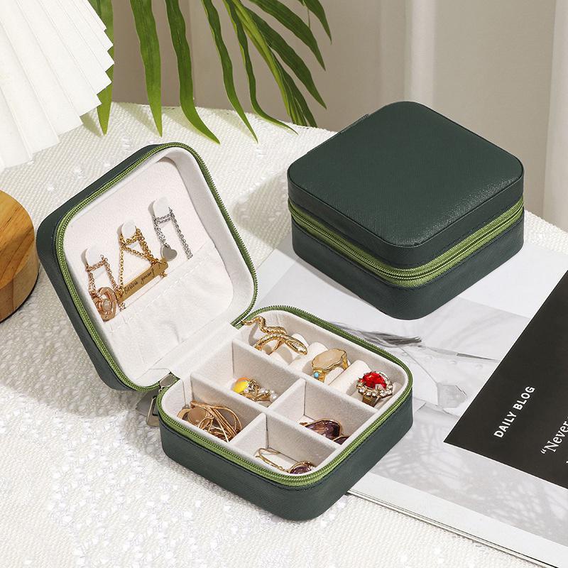 Mini Jewelry Box Organizer Display Travel Jewelry Zipper Case