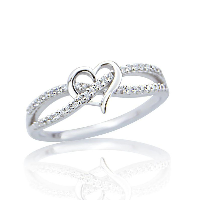 Infinity Heart Cross Ring Inlaid Shiny Rhinestones Statement - Temu