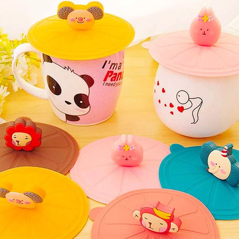Silicone Cup Lids Anti-dust Cute Animals Airtight Mug Covers For Hot And  Cold Beverages Silicone Glass Cup Cover Coffee Mug Suction Seal Lid - Temu