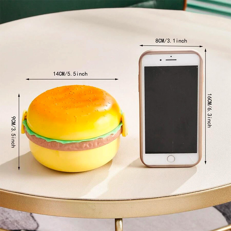 Cute Hamburger Shaped Plastic Lunch Box Portable Food - Temu