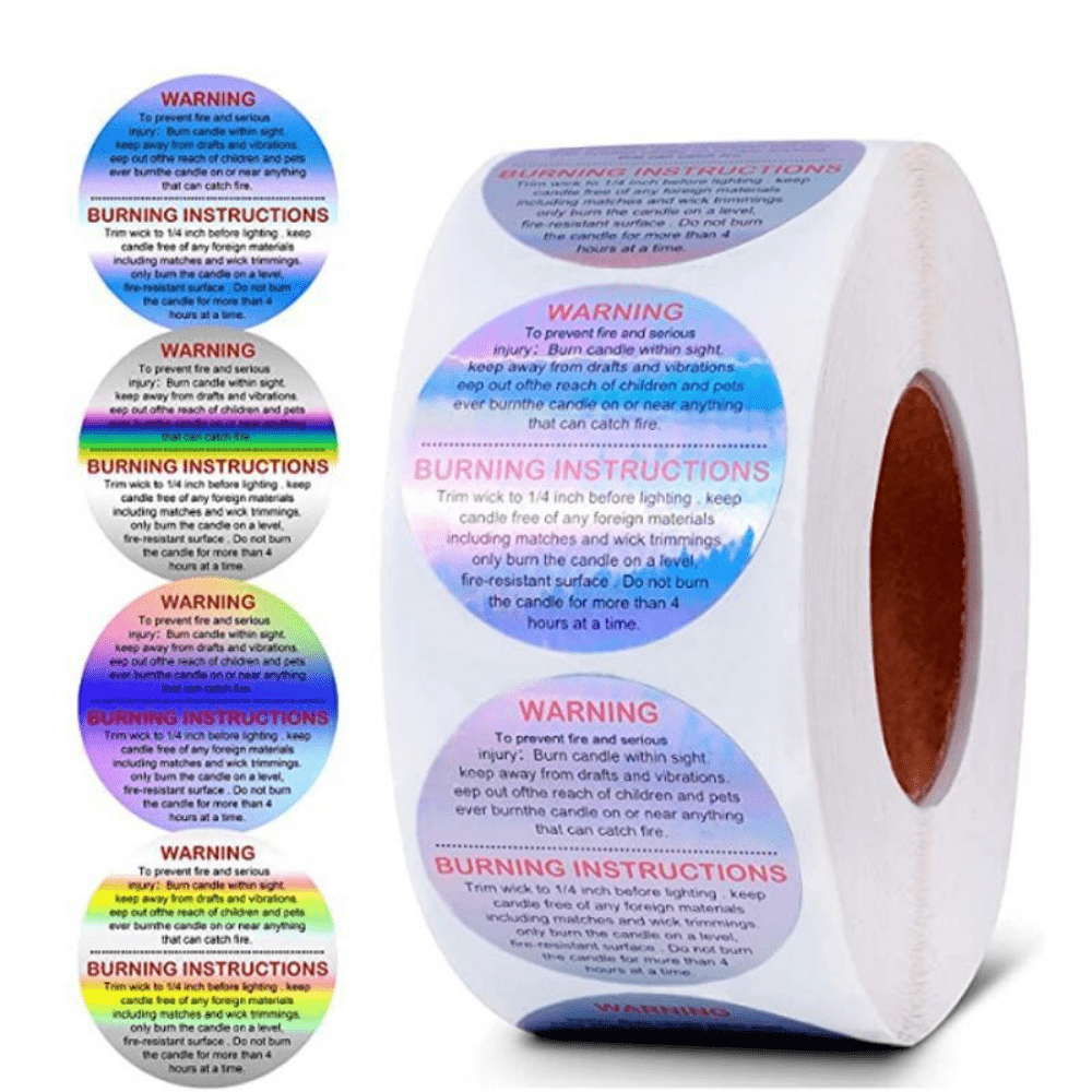 500pcs 1.5 Inches Round Wax Melt Warning Labels Kraft Paper Candle