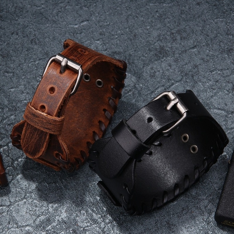 Punk Style Leather Bracelet with Lucky Tree Pattern