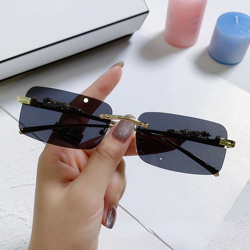 Unisex Tinted Lens Rectangle Sunglasses Uv Protection - Temu