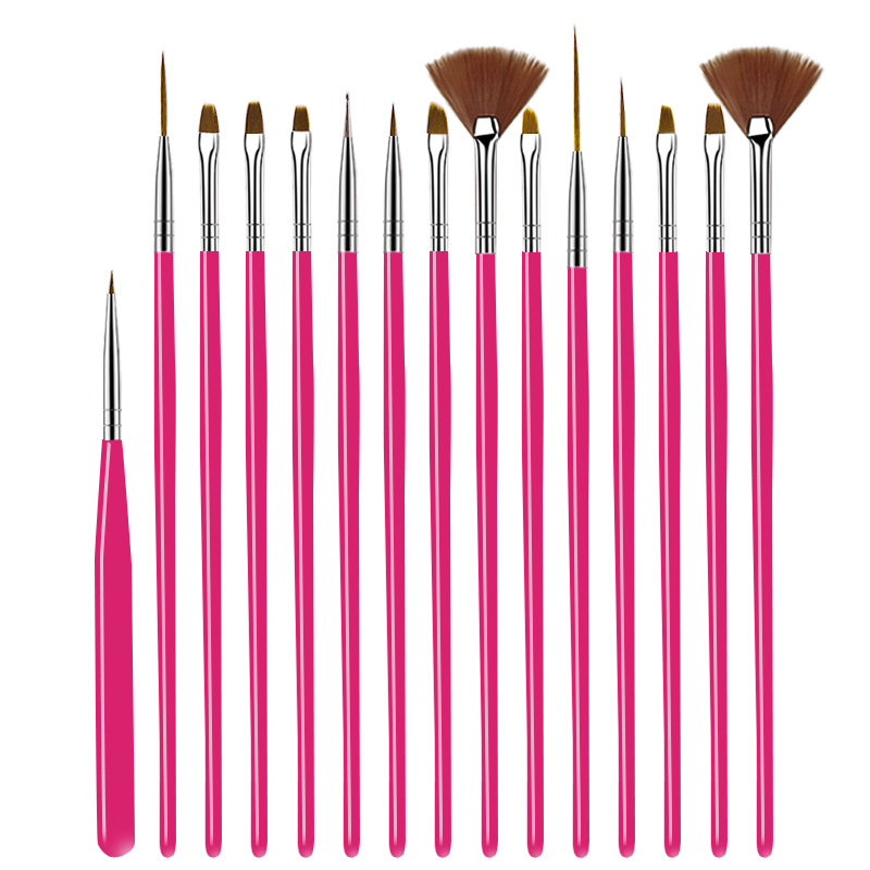 Uv Gel Nail Brush Set - 15 Silicone Brushes And Dotting Pen For