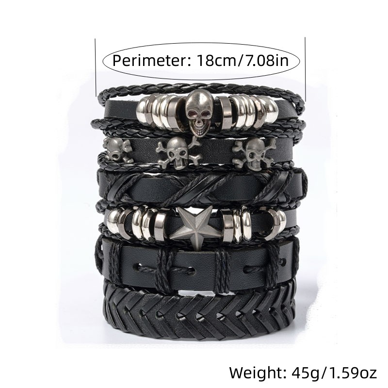 China Factory Popular Jewelry Punk Skull Series Leather Bracelet