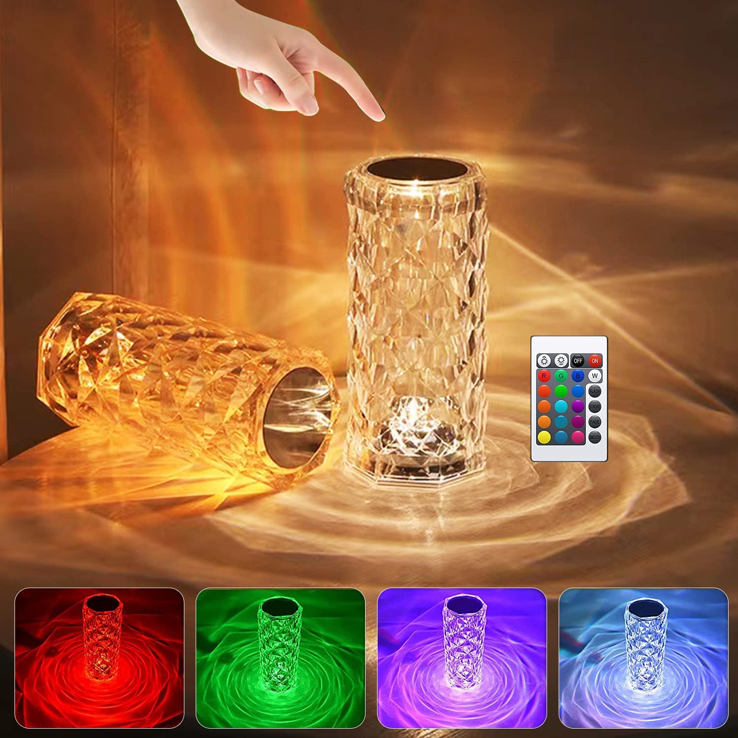 Touch Control Crystal Lamp Rose Led Night Light 16 Color - Temu