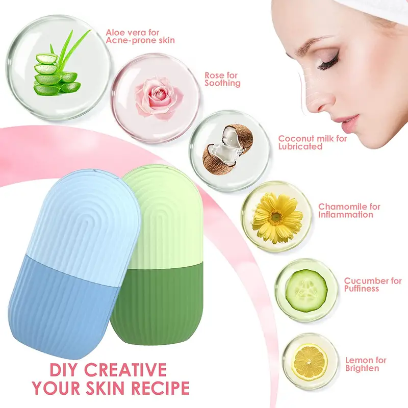 Ice Face Roller Silicone Ice Facial Rollers Cube Face Contour For Eyes Neck Beauty Facial Massage Roller Remove Dark Circle Pore Shrink Face Roller Skin Care Tools