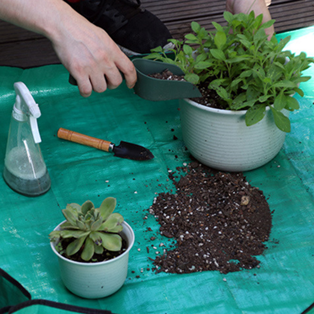 1pc Tapis de rempotage de plantes, tissu de travail de jardin pliable  imperméable à l'eau
