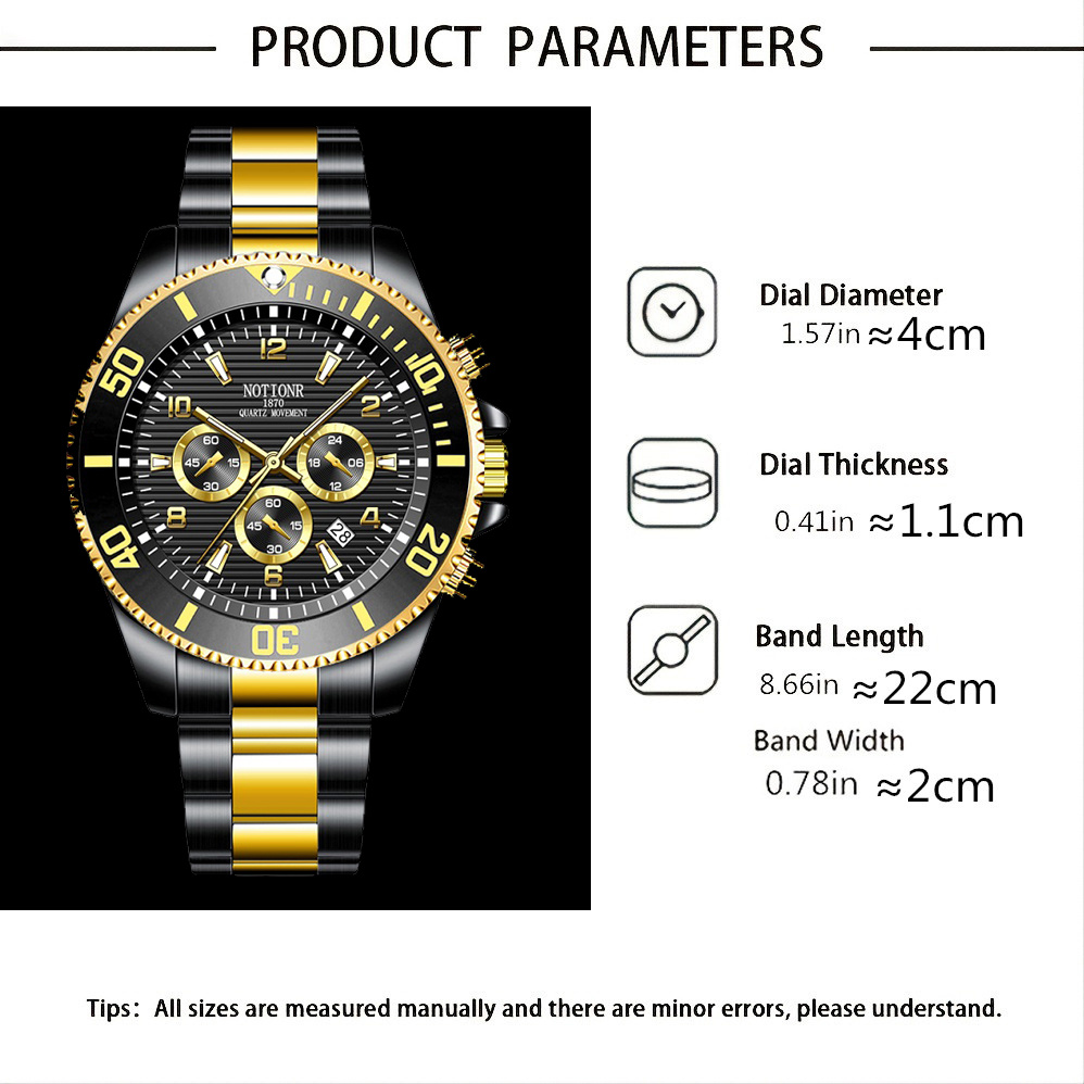 Fashion Men's Sports Watch Luxury Waterproof Stainless Steel Quartz Watch  Men's Business Luminous Watch - Temu Canada