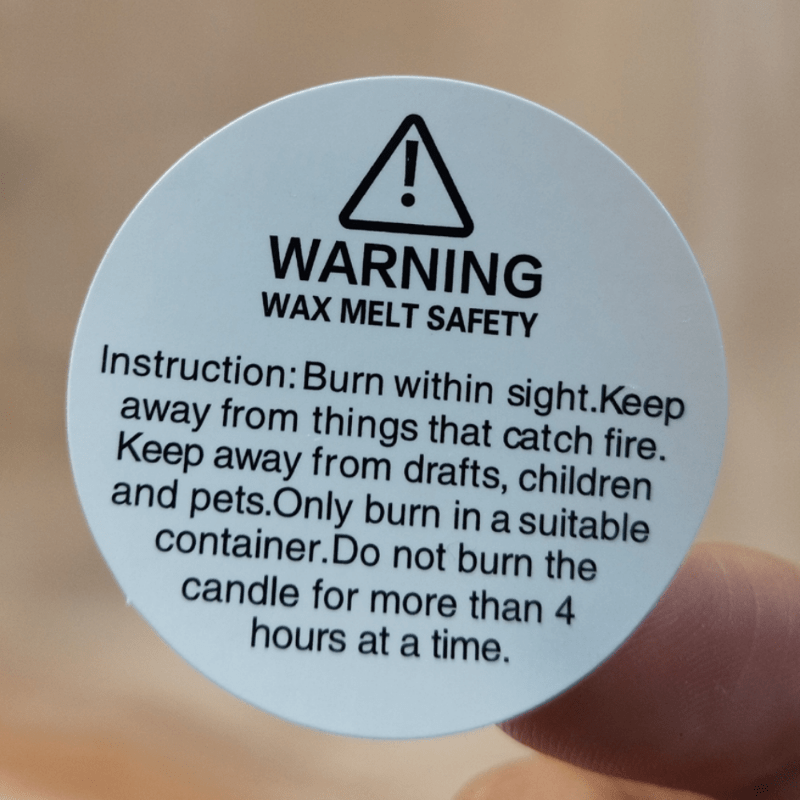 Wax Melt Warning Label