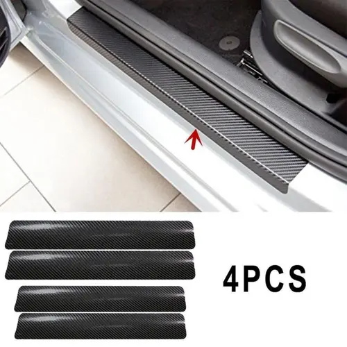 Car Side Skirt Door Sill Carbon Fiber Silver Protector Edge Guard Strip  3CM*2M 