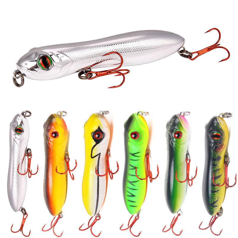 1pc Plastic Popper Floating Fishing Lure With Jigs Hooks Top - Temu