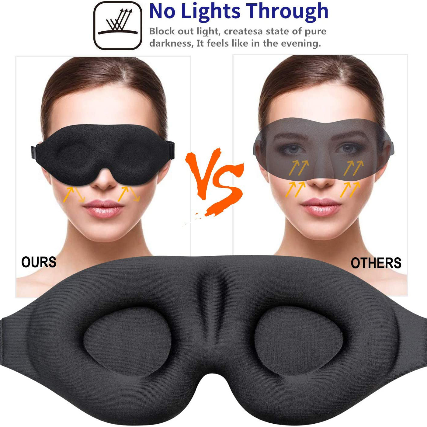 Sleep Mask, 3D Deep Contoured Eye Covers for Sleeping, 99% Block Out Light  Eye Mask, Zero Eye Pressure Cup Blindfold for Men Women, with Adjustable