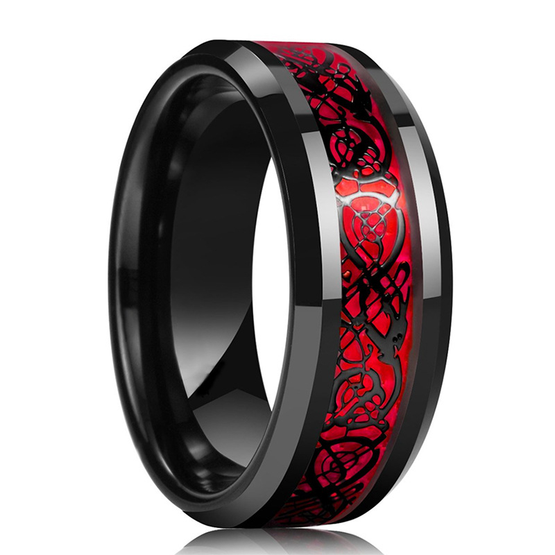 The Inferno Black & Red Tungsten Wedding Ring – Modern Gents