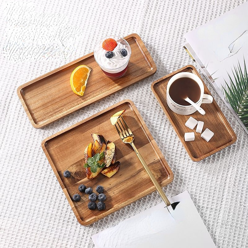 Wood Serving Tray, Wooden Trays,Small Wood Tray Wood Platter for Serving  Food Dessert Appetizer Cheese Boards Fruit Cookie Vanity Home Decor  Bathroom