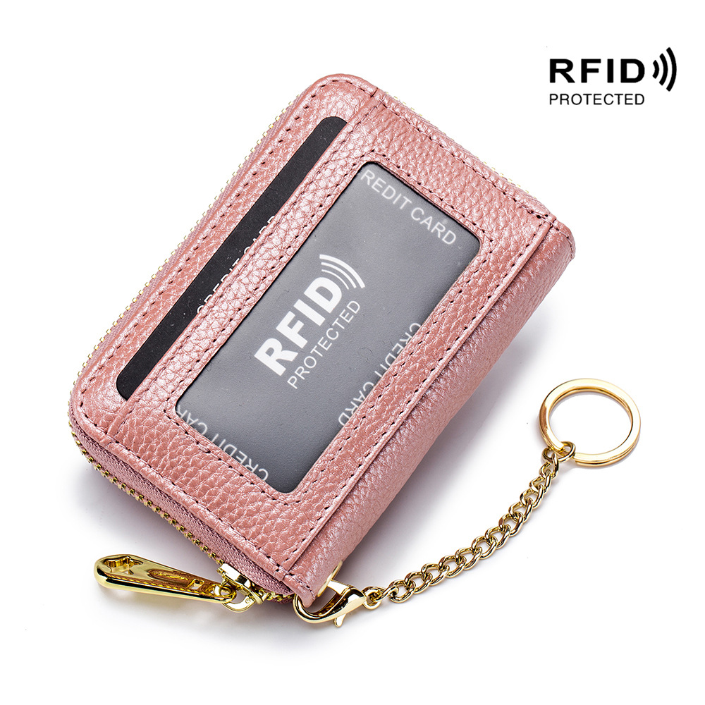 Women Leather Card Wallet Fashion Credit Card ID Holder keychain Pocket  Purse