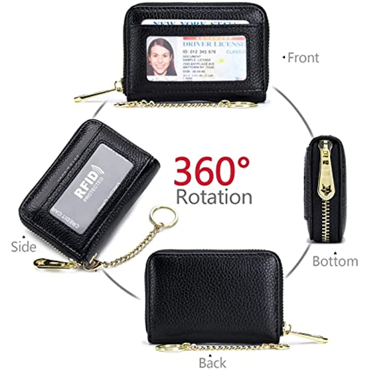  imeetu RFID Credit Card Holder, Small Leather Zipper