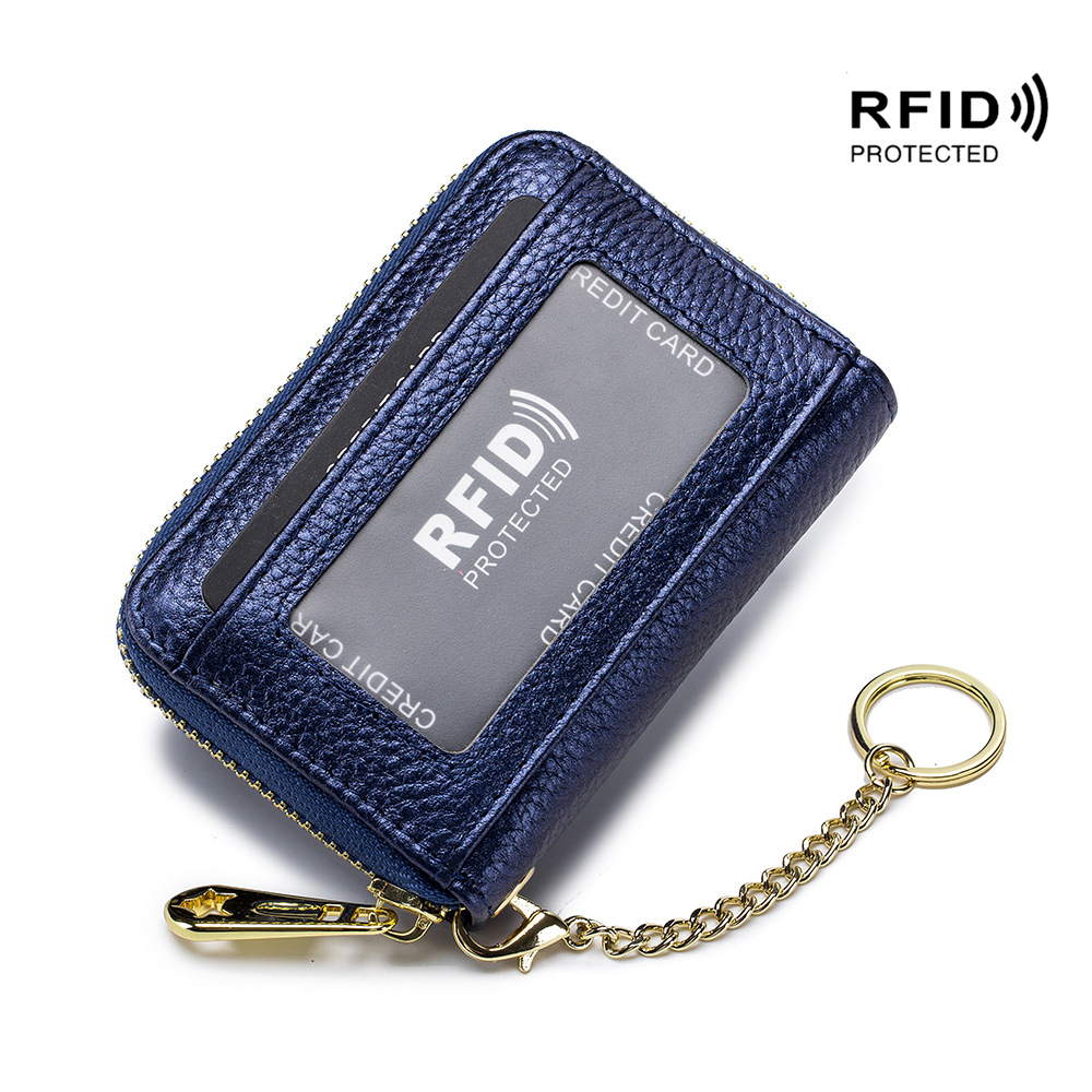 Mens Womens Leather Wallet Credit Card Holder RFID Blocking Zipper