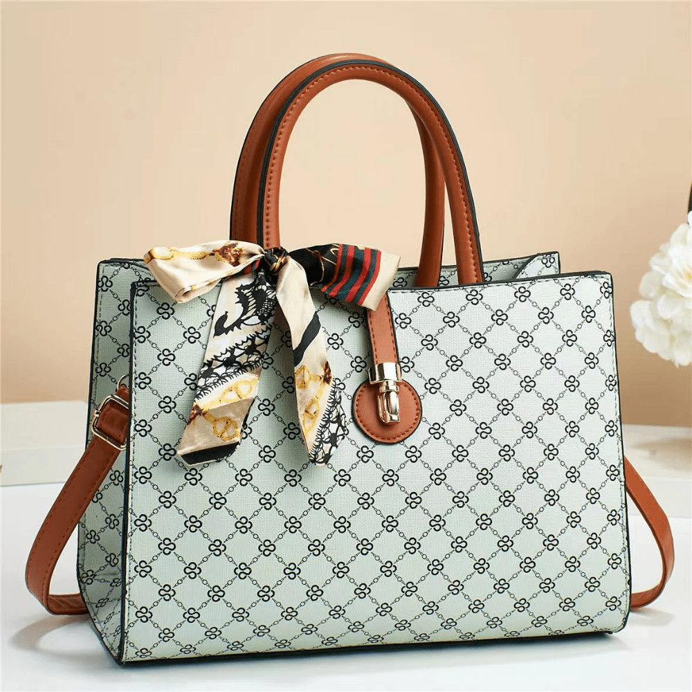 Geometric Pattern Satchel Bag, Bow Decor Top Handle Bag, Elegant Zipper  Shoulder Crossbody Purse - Temu Bahrain