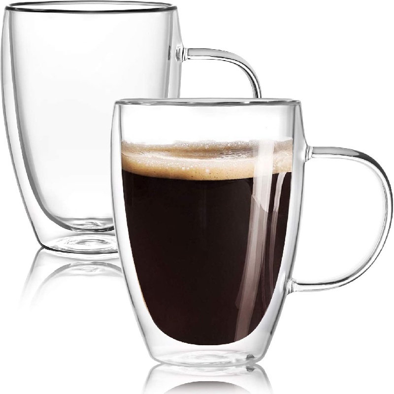 200ML Clear Double Walled Glass Coffee Mugs Heat Resistant Milk