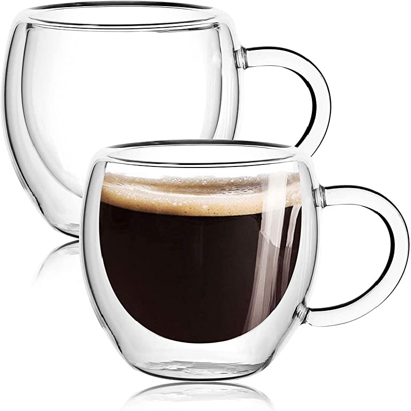 1 taza de vidrio con doble aislamiento, taza de café con asa de vidrio  transparente, taza de jugo de leche, taza para beber de vidrio para el  hogar - Temu Mexico