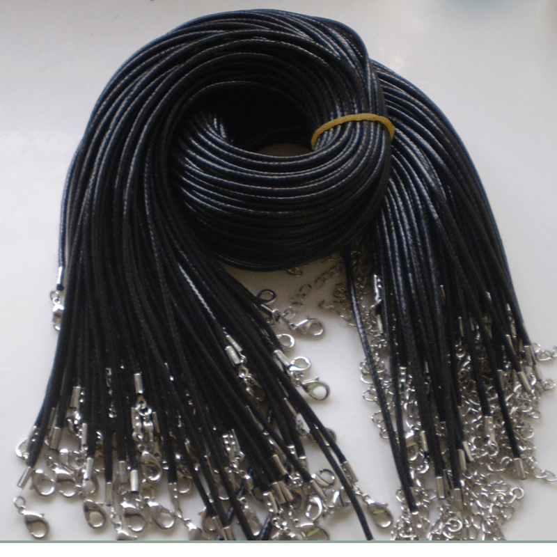 Wholesale Bulk Lot 10pcs Black Waxed Imitation Leather String Necklace Cord