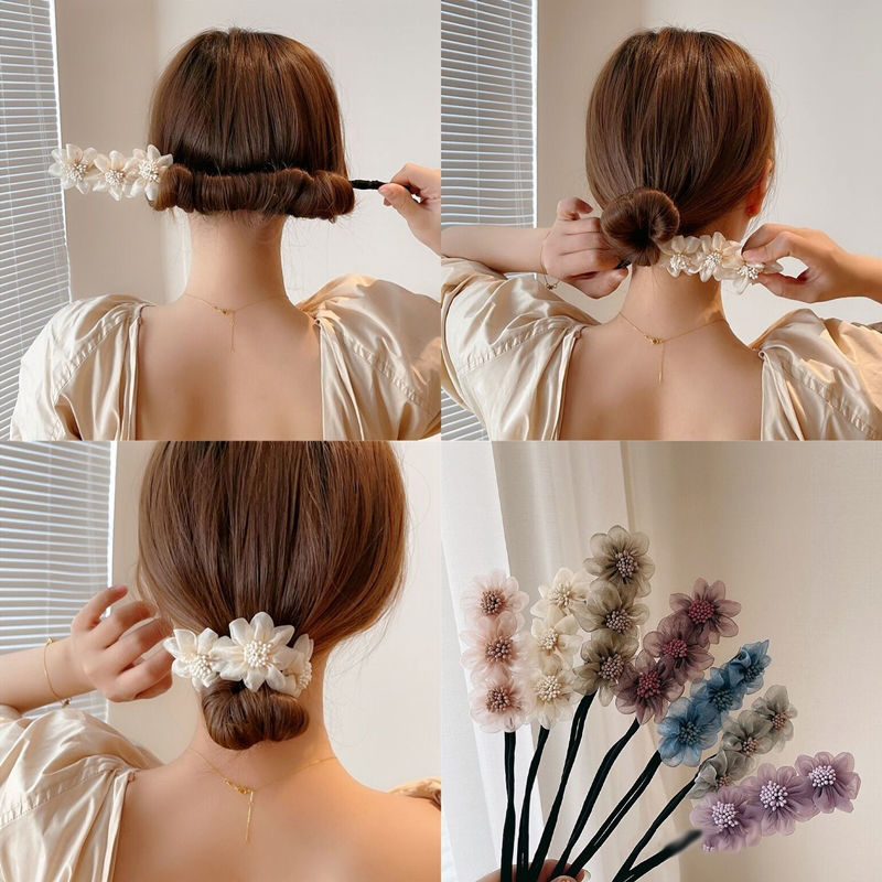 

Flower Floral Artifact Female Hair Ball Curler Maker Headdress Curler Lazy Head Accessories Sec Stunning Elastic Hair Ties For Baby Girls