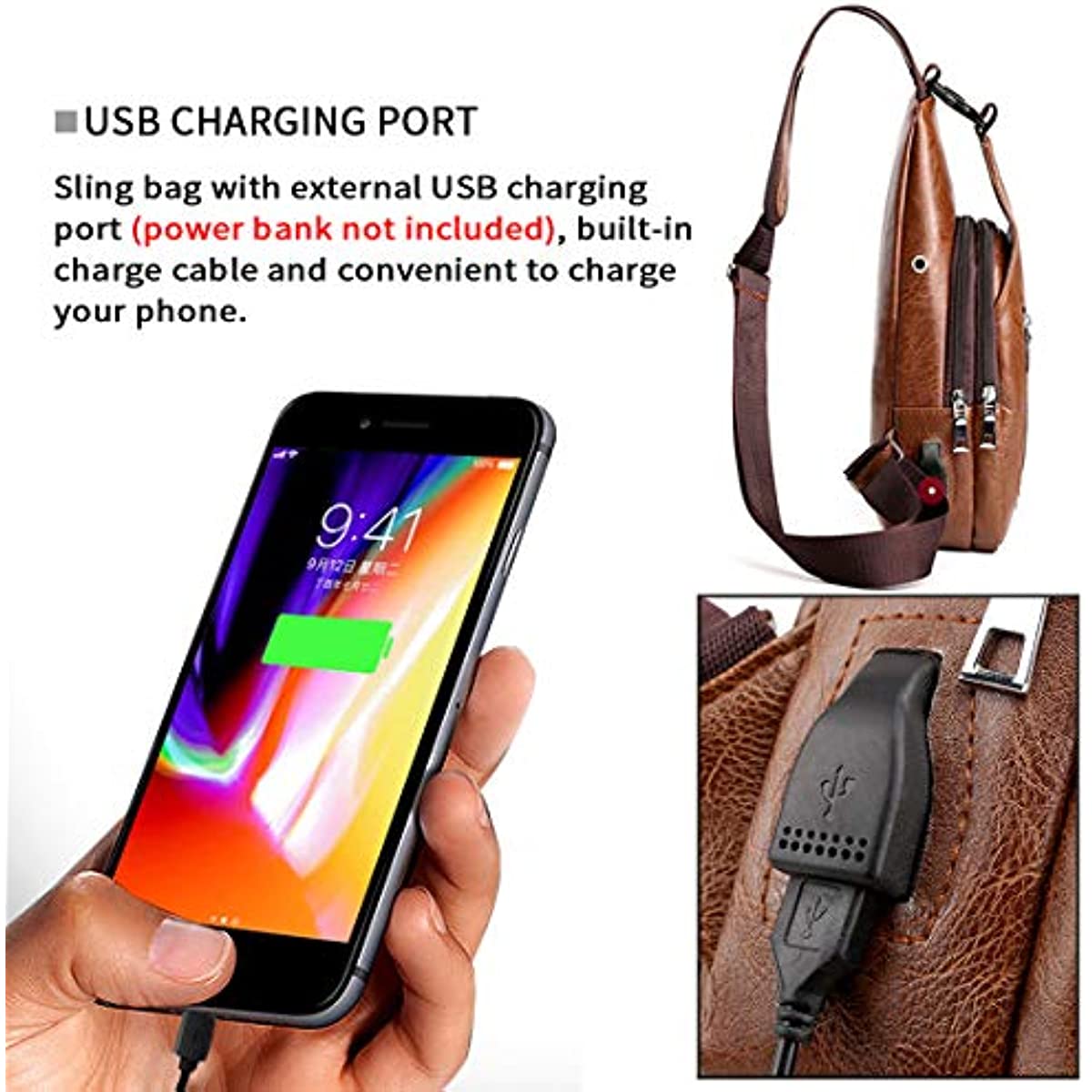 Suptree Shoulder Sling Bag - USB Charging Port, Men & Women