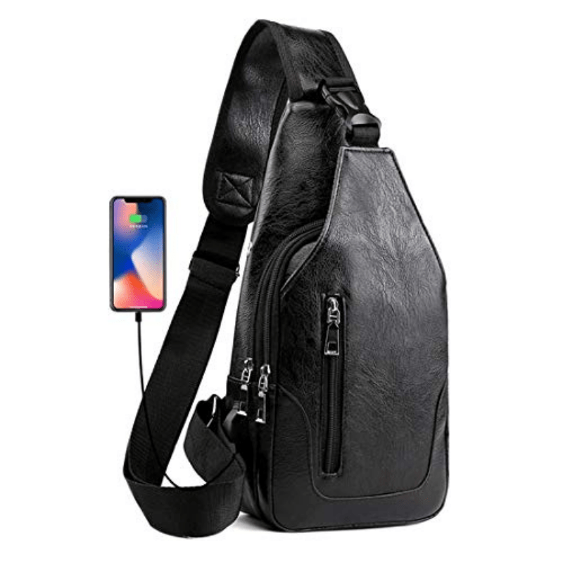Mini Men USB Charging Port Sling Bag Chest Bag