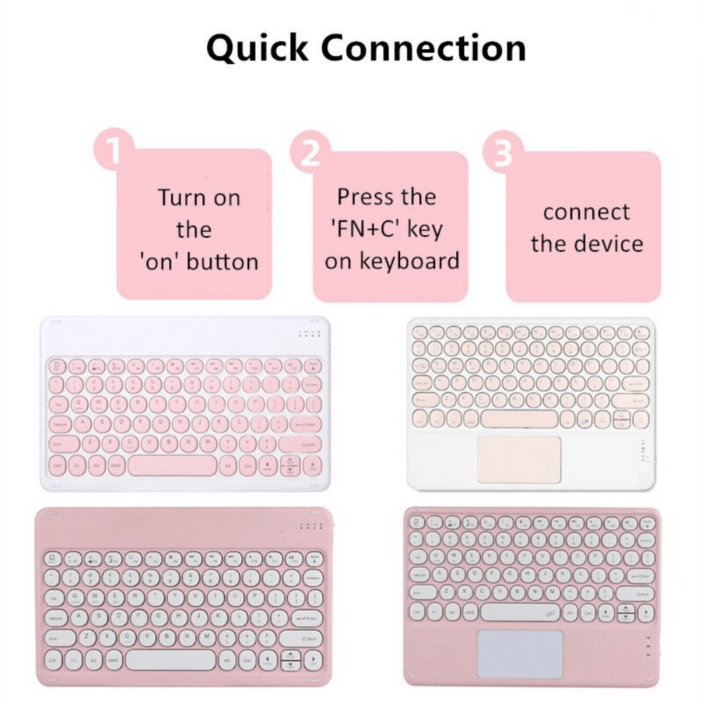 Ipad 10th Generation 10.9 Keyboard Case Cute Round Key Color Keyboard  Wireless Detachable Bt Keyboard Cover For Ipad 10 10.9-inch