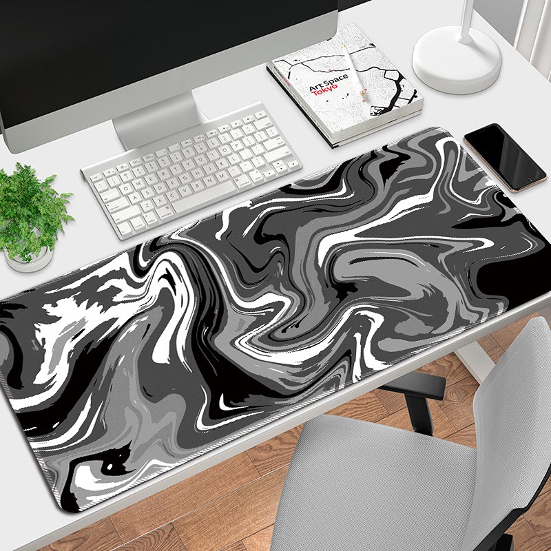Grand tapis de souris topographique noir, 900x400, cousus, pour Gamer,  Table, bureau, entreprise, Art abstrait - AliExpress